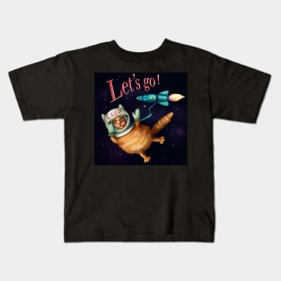 Cute astronaut cat. Let’s go ! Kids T-Shirt